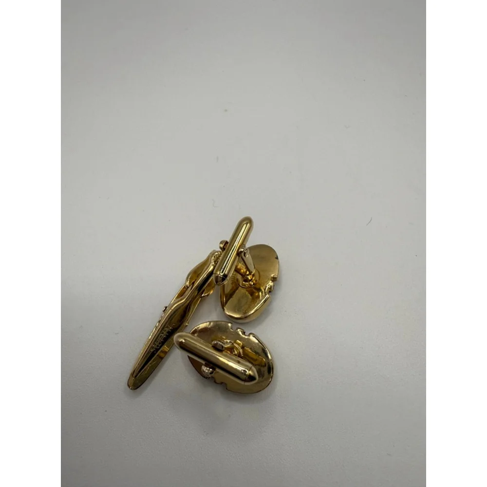 Men's Swank Gold Tone Multicolor Cuff Links & Tie Clip Set One Size